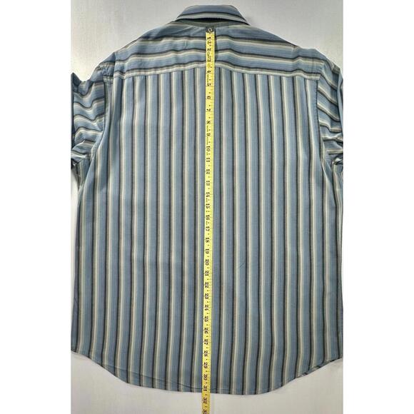 R&G 100% Cotton Striped Button Up Shirt Blue Mens L - Picture 3 of 6